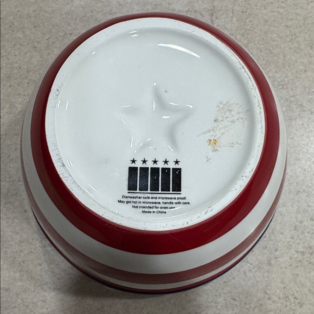 Red and White and Blue Striped Bowl - Picture 3 of 6